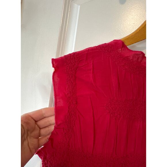 Anthropologie NWT Pink Ruffle Trim Textured Sleeveless Mini Dress Size Medium - Picture 5 of 10
